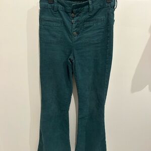 American Eagle Outfitters Green-ish Blue Corduroy Flare Pants